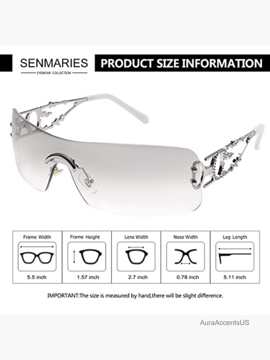 Rectangular Rimless Y2K Sunglasses Vintage Flame Metal Frame UV400 main image 6
